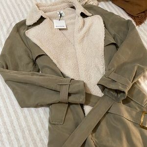 NWT Ellison Sherpa Lined Duster - Olive Green